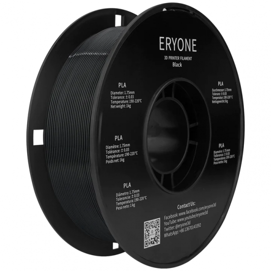 Eryone Standard PLA Black / Zwart Filament Eryone Standard PLA Black / Zwart Filament