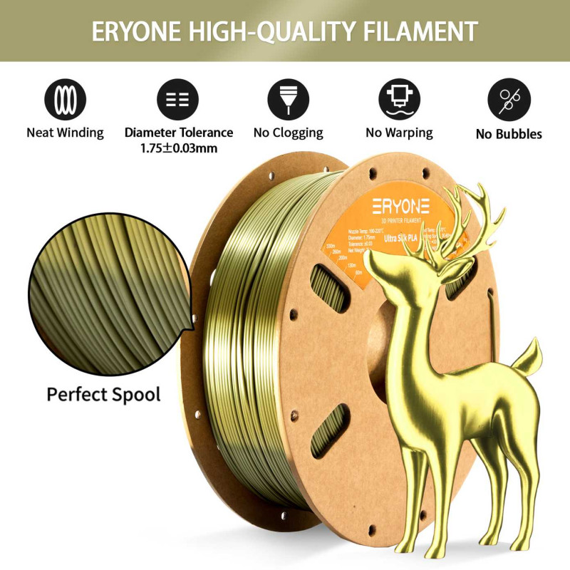 Eryone Ultra Silk PLA Bronze / Brons Filament Eryone Ultra Silk PLA Bronze / Brons Filament