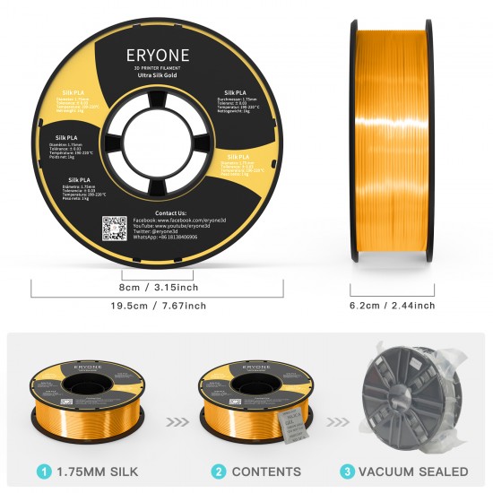 Eryone Ultra Silk PLA Gold / Goud Filament Eryone Ultra Silk PLA Gold / Goud Filament