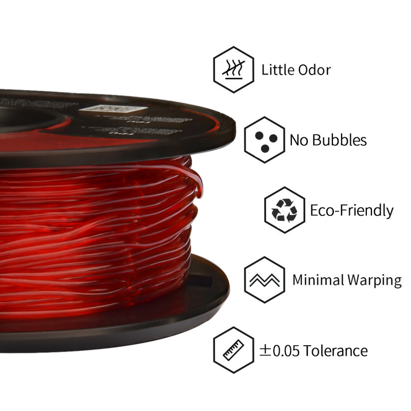 Eryone TPU Transparent Red / Transparant Rood Filament Eryone TPU Transparent Red / Transparant Rood Filament