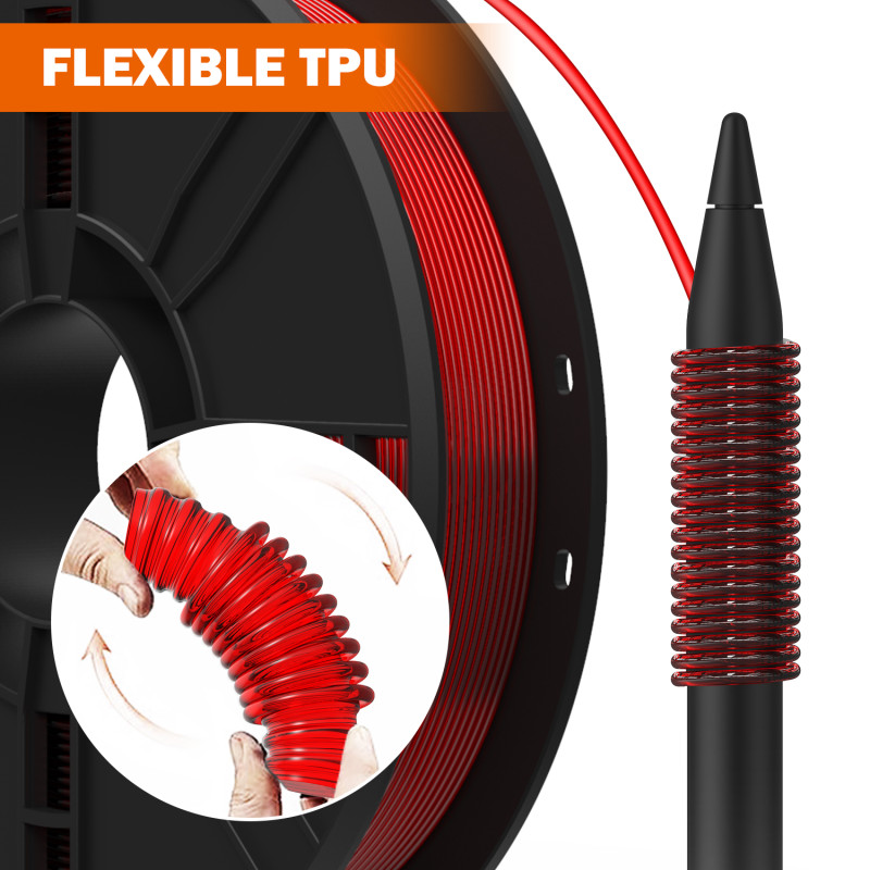 Eryone TPU Transparent Red / Transparant Rood Filament Eryone TPU Transparent Red / Transparant Rood Filament