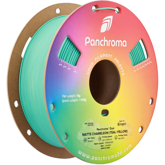 Polymaker Panchroma™ PLA Dual Matte Chameleon (Teal-Yellow) Polymaker Panchroma™ PLA Dual Matte Chameleon (Teal-Yellow)