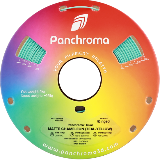 Polymaker Panchroma™ PLA Dual Matte Chameleon (Teal-Yellow) Polymaker Panchroma™ PLA Dual Matte Chameleon (Teal-Yellow)