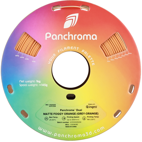 Polymaker Panchroma™ PLA Dual Matte Foggy Orange (Grey-Orange)