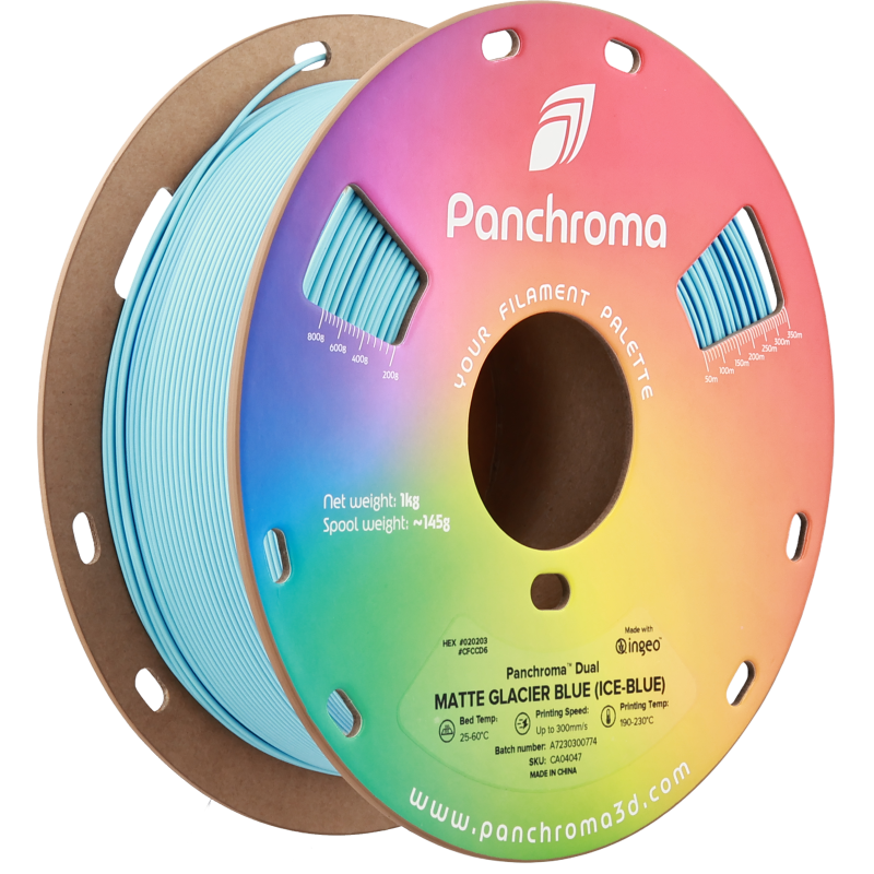 Polymaker Panchroma™ PLA Dual Matte Glacier Blue (Ice-Blue) Filament Polymaker Panchroma™ PLA Dual Matte Glacier Blue (Ice-Blue) Filament