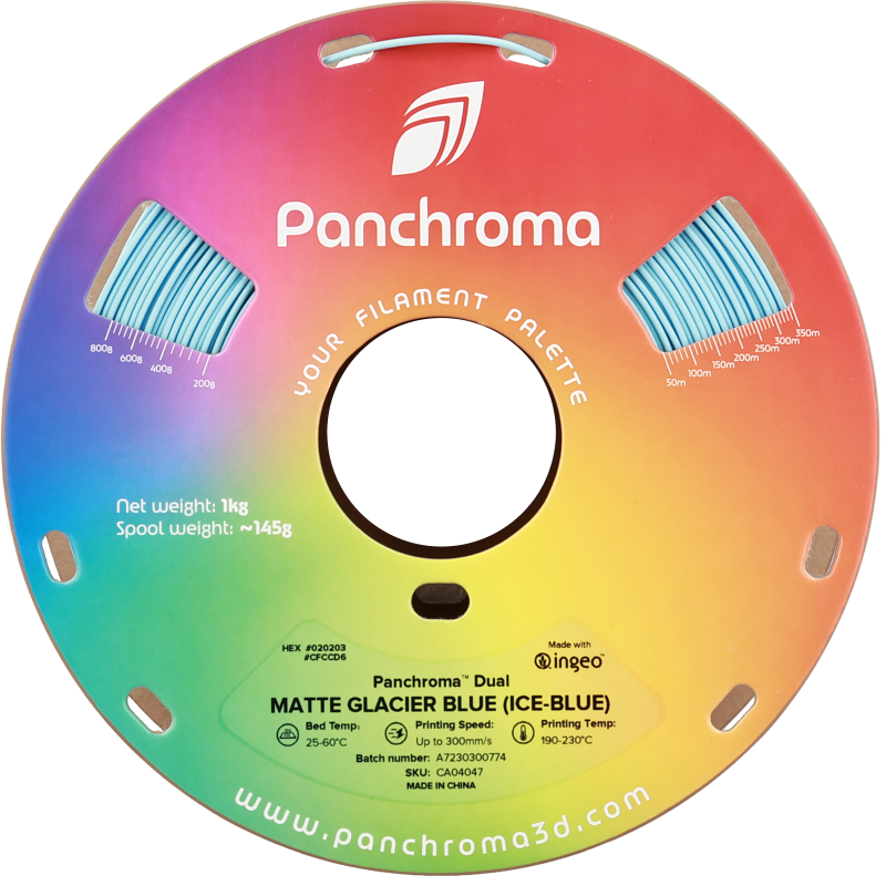 Polymaker Panchroma™ PLA Dual Matte Glacier Blue (Ice-Blue) Filament Polymaker Panchroma™ PLA Dual Matte Glacier Blue (Ice-Blue) Filament