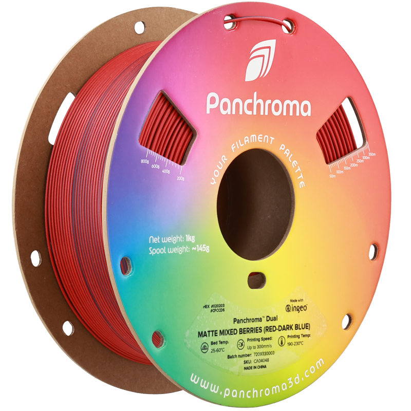 Polymaker Panchroma™ PLA Dual Matte Mixed Berries (Red-Dark Blue) Filament Polymaker Panchroma™ PLA Dual Matte Mixed Berries (Red-Dark Blue) Filament