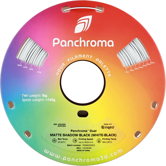 Polymaker Panchroma™ PLA Dual Matte Shadow Black (White-Black) Polymaker Panchroma™ PLA Dual Matte Shadow Black (White-Black)