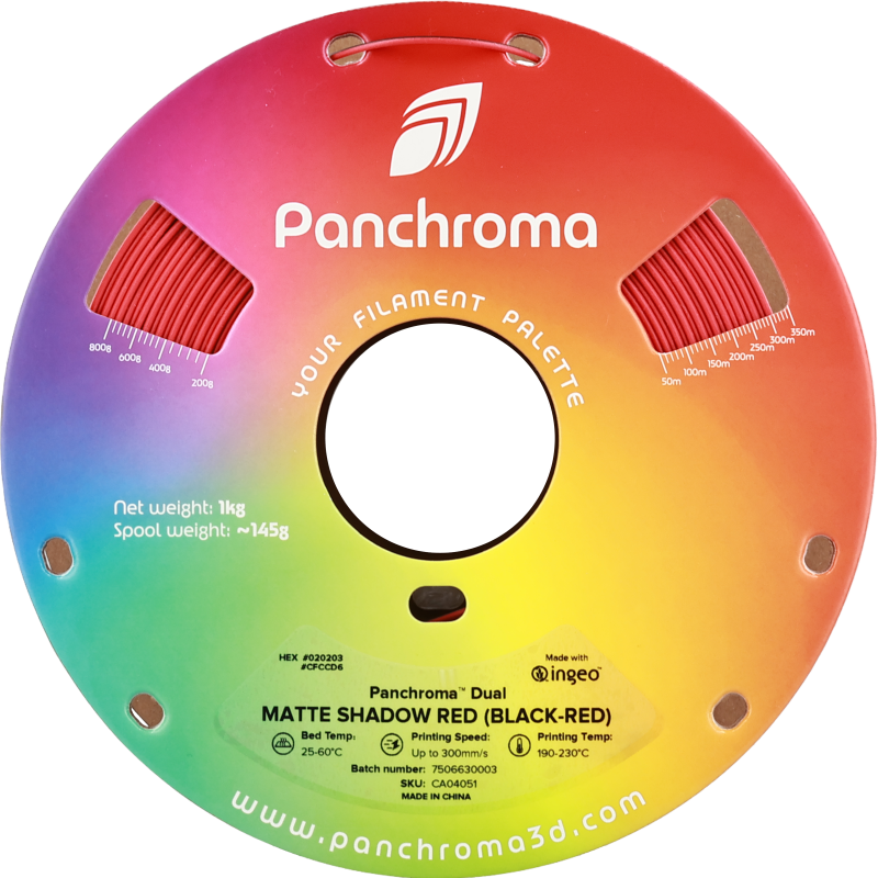 Polymaker Panchroma™ PLA Dual Matte Shadow Red (Black-Red) Filament Polymaker Panchroma™ PLA Dual Matte Shadow Red (Black-Red) Filament