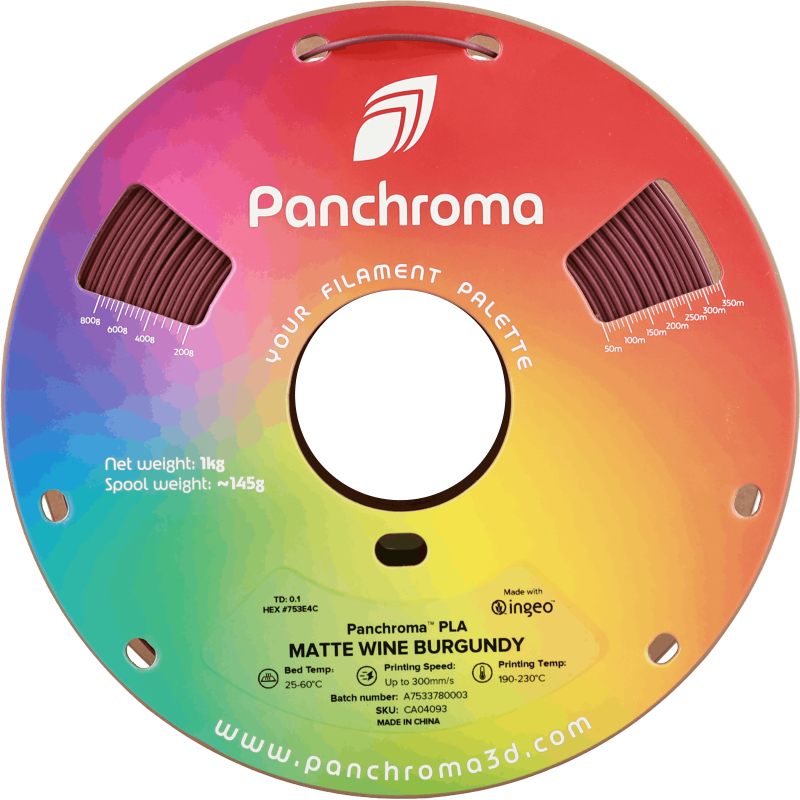 Polymaker Panchroma™ PLA Matte Wine Burgundy Filament Polymaker Panchroma™ PLA Matte Wine Burgundy Filament