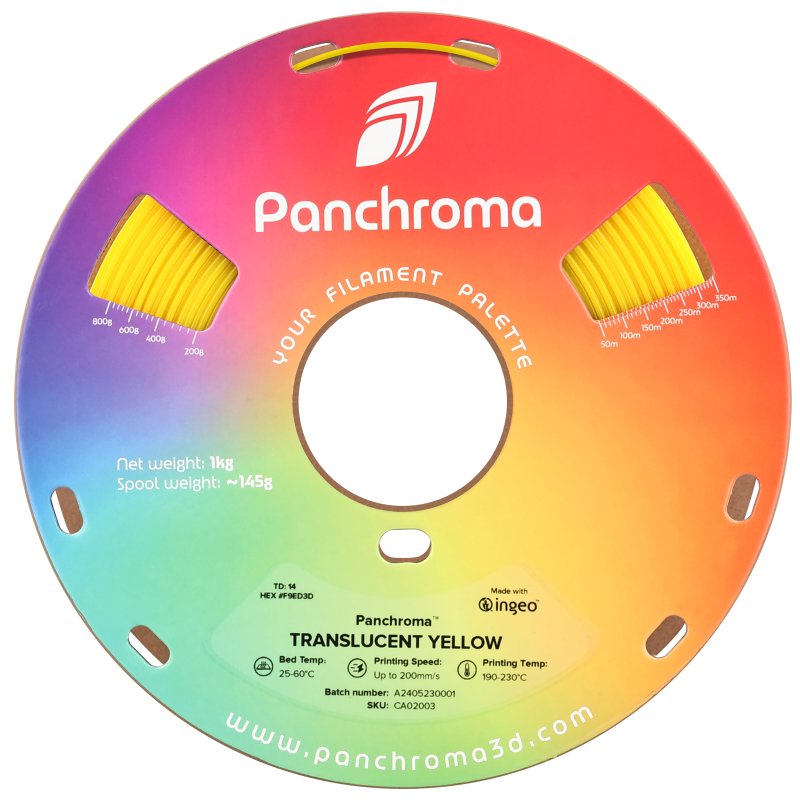 Polymaker Panchroma™ PLA Translucent Yellow Filament Polymaker Panchroma™ PLA Translucent Yellow Filament