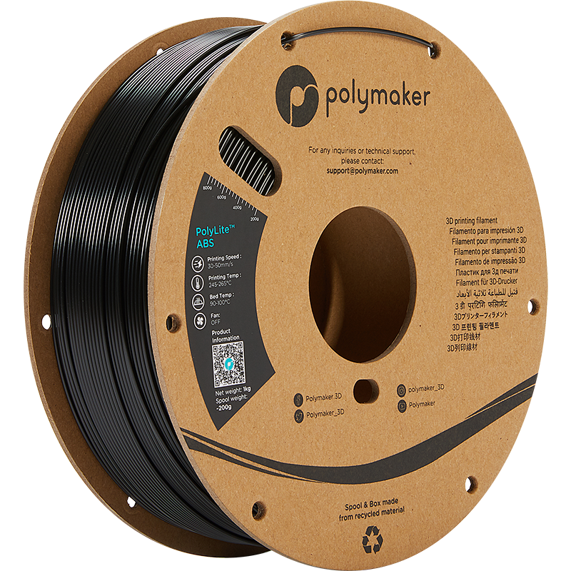 Polymaker PolyLite™ ABS Black / Zwart Filament Polymaker PolyLite™ ABS Black / Zwart Filament