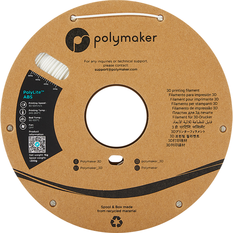 Polymaker PolyLite™ ABS White / Wit Filament 