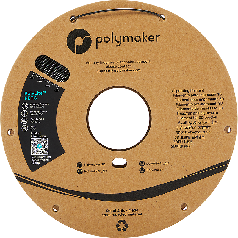 Polymaker PolyLite™ PETG Black / Zwart Filament
