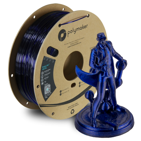 Polymaker PolyLite™ PETG Translucent Blue / Transparant Blauw Filament Polymaker PolyLite™ PETG Translucent Blue / Transparant Blauw Filament