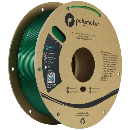 Polymaker PolyLite™ PETG Translucent Green / Transparant Groen Filament Polymaker PolyLite™ PETG Translucent Green / Transparant Groen Filament