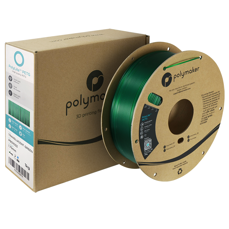Polymaker PolyLite™ PETG Translucent Green / Transparant Groen Filament Polymaker PolyLite™ PETG Translucent Green / Transparant Groen Filament