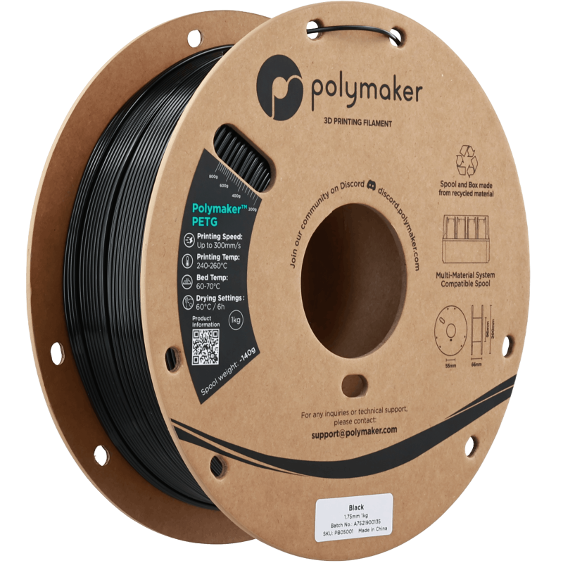 Polymaker™ PETG Black / Zwart Filament Polymaker™ PETG Black / Zwart Filament