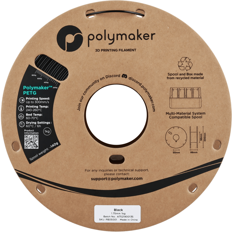 Polymaker™ PETG Black / Zwart Filament Polymaker™ PETG Black / Zwart Filament