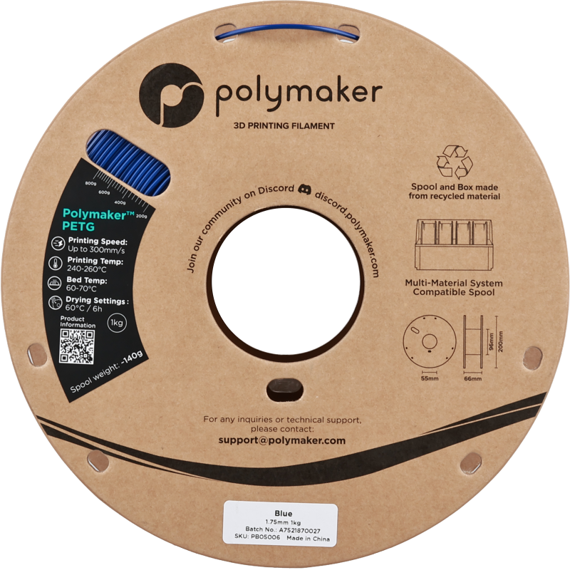 Polymaker™ PETG Blue / Blauw Filament Polymaker™ PETG Blue / Blauw Filament