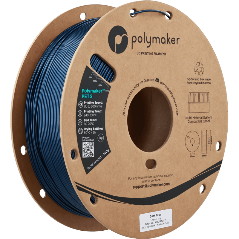 Polymaker™ PETG Dark Blue / Donker Blauw Filament Polymaker™ PETG Dark Blue / Donker Blauw Filament