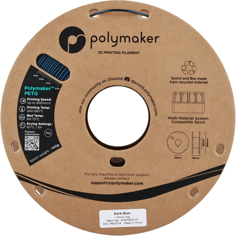 Polymaker™ PETG Dark Blue / Donker Blauw Filament Polymaker™ PETG Dark Blue / Donker Blauw Filament