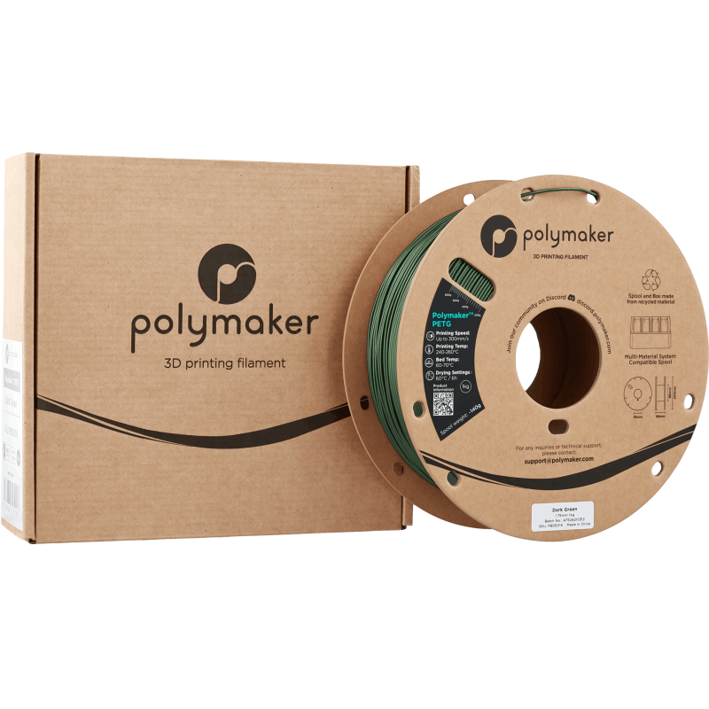 Polymaker™ PETG Dark Green / Donker Groen Filament Polymaker™ PETG Dark Green / Donker Groen Filament