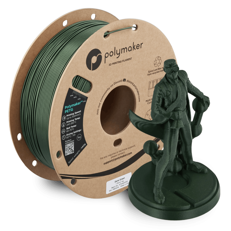 Polymaker™ PETG Dark Green / Donker Groen Filament Polymaker™ PETG Dark Green / Donker Groen Filament