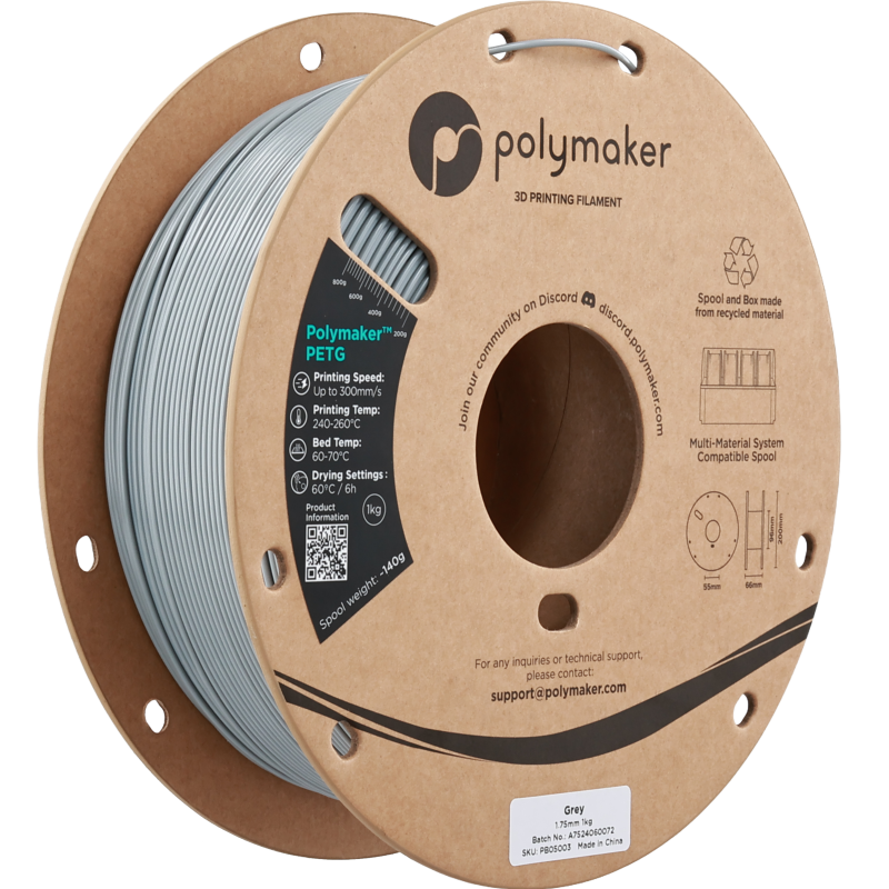 Polymaker™ PETG Grey / Grijs Filament Polymaker™ PETG Grey / Grijs Filament