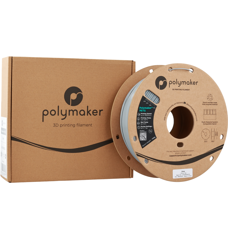 Polymaker™ PETG Grey / Grijs Filament Polymaker™ PETG Grey / Grijs Filament