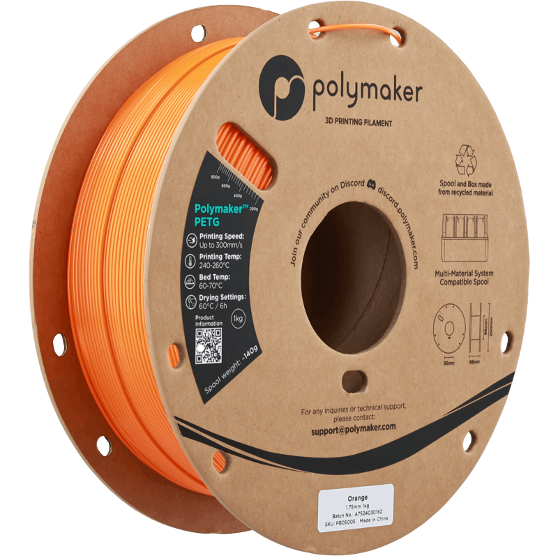 Polymaker™ PETG Orange / Oranje Filament Polymaker™ PETG Orange / Oranje Filament