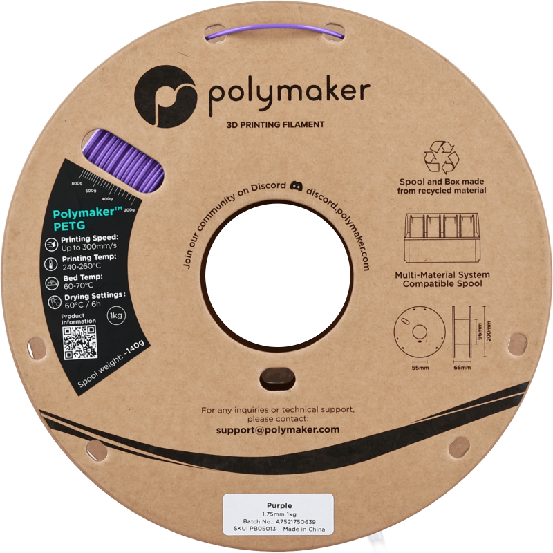 Polymaker™ PETG Purple / Paars Filament Polymaker™ PETG Purple / Paars Filament
