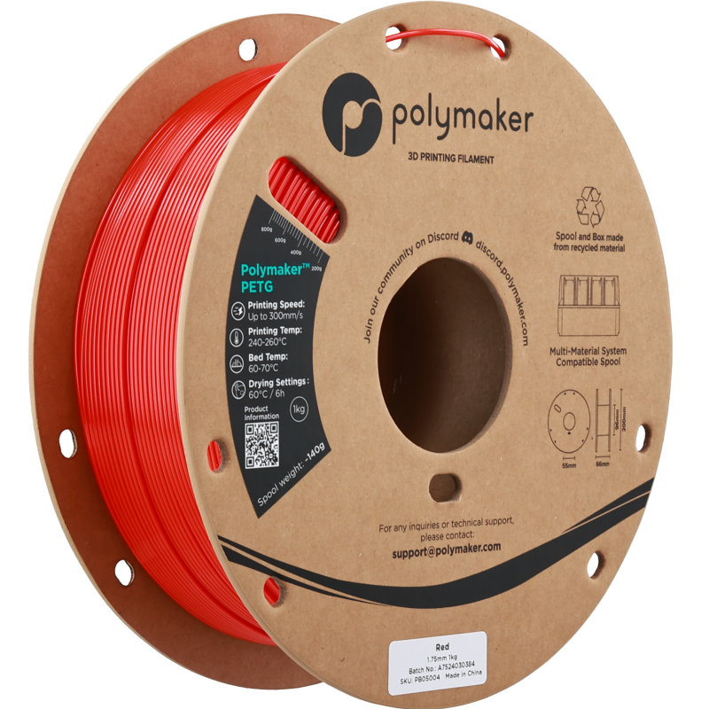Polymaker™ PETG Red / Rood Filament Polymaker™ PETG Red / Rood Filament