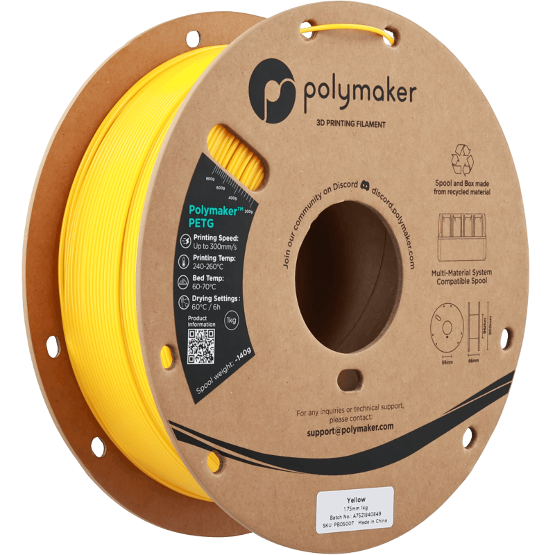 Polymaker™ PETG Yellow / Geel Filament Polymaker™ PETG Yellow / Geel Filament