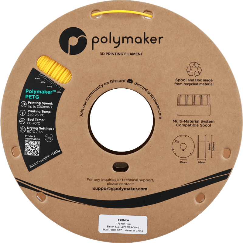 Polymaker™ PETG Yellow / Geel Filament Polymaker™ PETG Yellow / Geel Filament