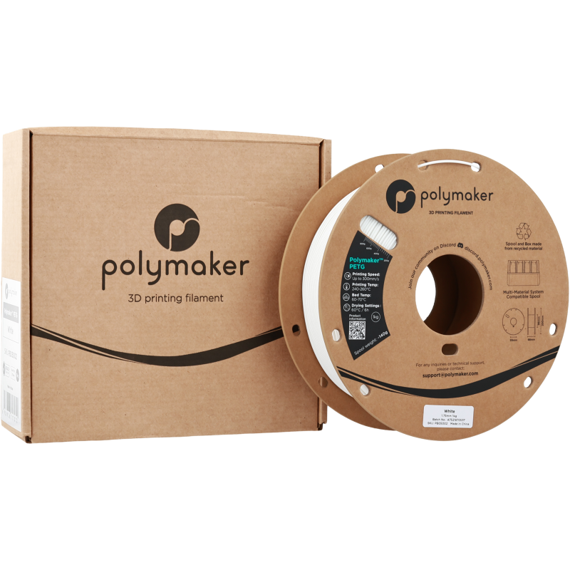 Polymaker™ PETG White / Wit Filament Polymaker™ PETG White / Wit Filament