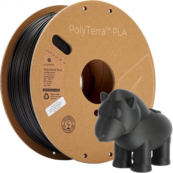 Polymaker PolyTerra™ PLA Charcoal Black / Houtskool Zwart Filament