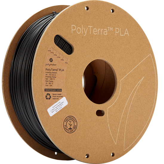 Polymaker PolyTerra PLA Charcoal Black / Houtskool Zwart Filament