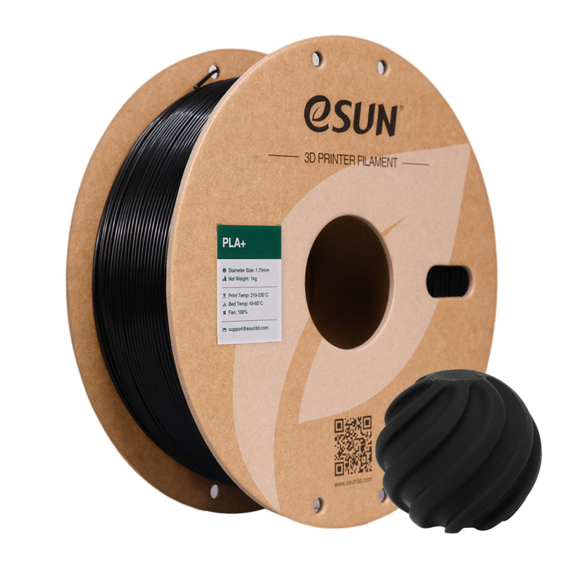 eSun PLA+ Black / Zwart Filament eSun PLA+ Black / Zwart Filament